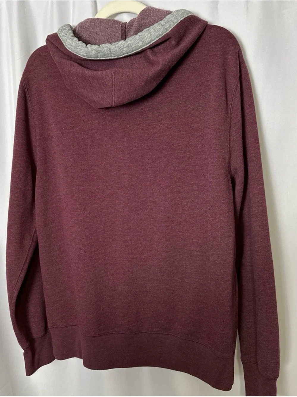 J.Crew Authentic Fleece Burgundy Henley Pullover Hoodie Large